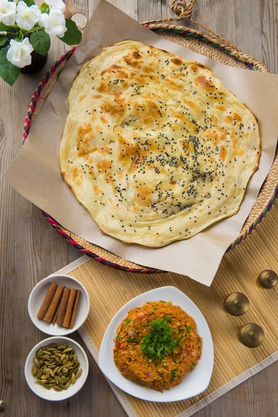 Top View Appetizing Arabic Bread — Stock Photo, Image