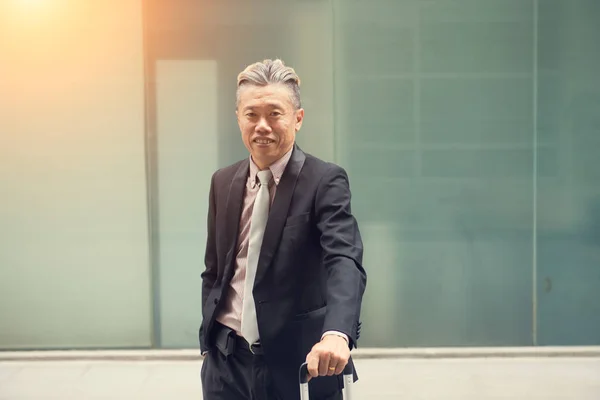 Retrato Hombre Negocios Asiático Pie Aire Libre — Foto de Stock