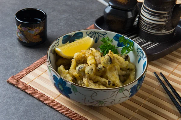 Close Shimeji Karaage Japanese Deep Fried Mushrooms — Stock Photo, Image