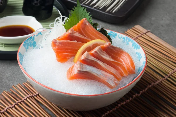 Close View Fresh Salmon Shashimi Fresh Ice — Stock Photo, Image