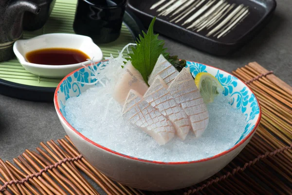 Vedere Aproape Kanpachi Toro Amberjack Sashimi — Fotografie, imagine de stoc