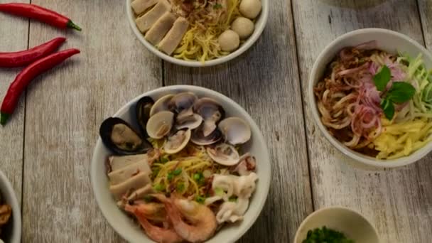 なマレーシアの麺トップ ビュー — ストック動画