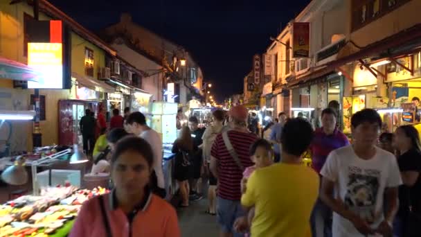 Melaka Malezya Haziran Ünlü Turizm Jonker Karanlıkta Yürümek — Stok video