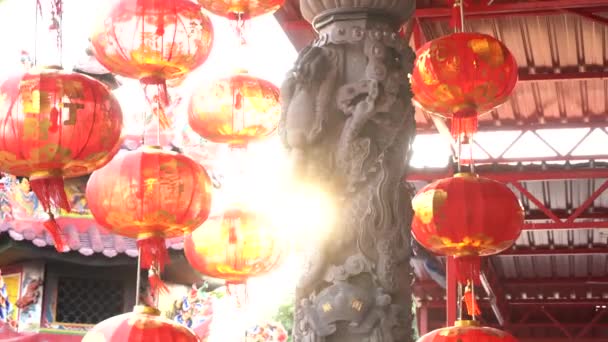 寺庙中的中国灯笼 — 图库视频影像