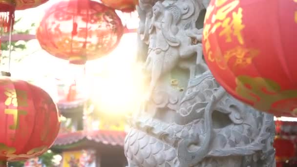 Chinesische Laterne Einem Tempel — Stockvideo