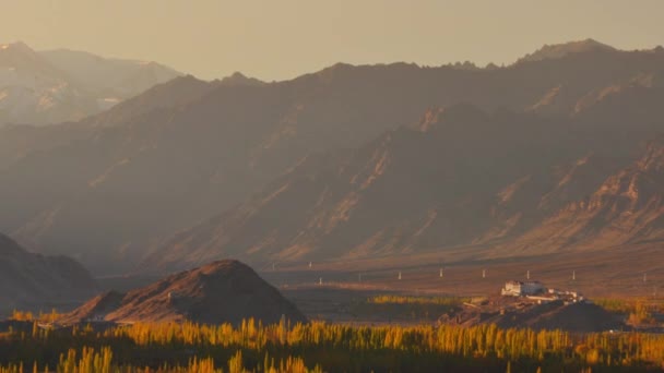 Beautiful Landscape Mountains Silhouette Sunset Time — Stock Video