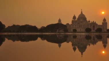 Zaman atlamalı victoria Anıtı sırasında günbatımı, Kalküta, Hindistan