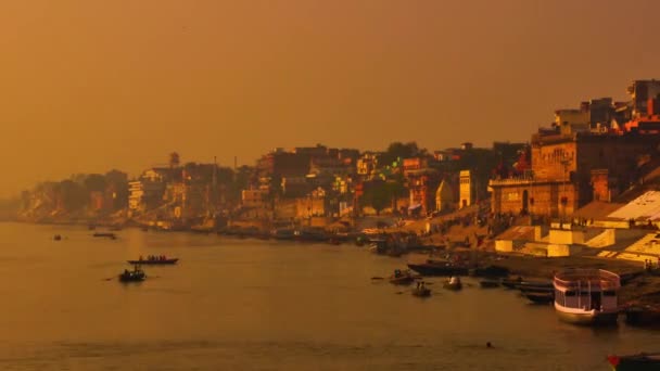 Varanasi India Febrero 2015 Lapso Tiempo Los Devotos Río Ganges — Vídeos de Stock