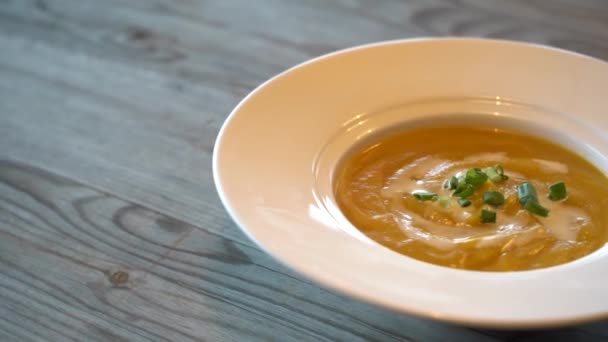 Гарбузовий Суп Спеціями Столі — стокове відео