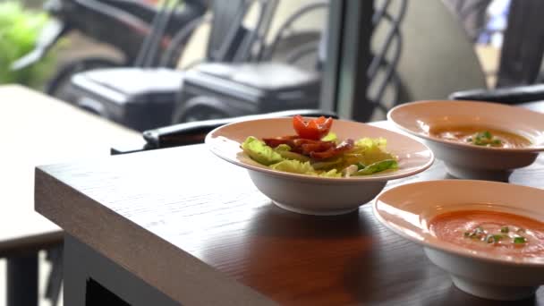 Ördek Salatası Masasında Füme — Stok video