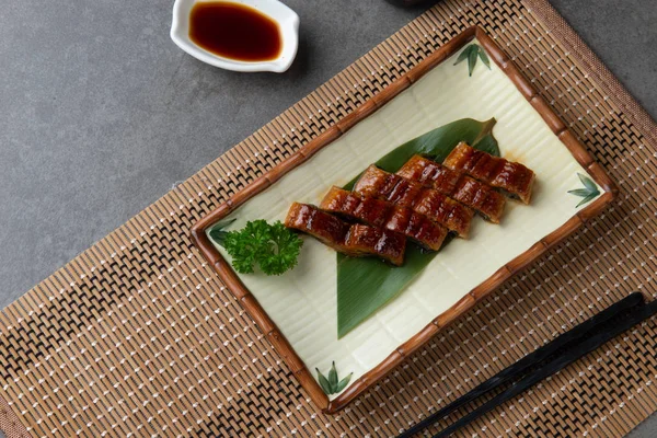 Japanese Eel Grilled Unagi Ibaraki Set Plate — Stock Photo, Image