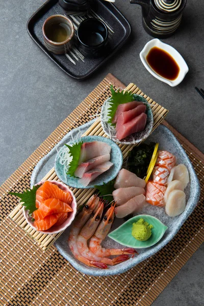Μεγάλη Sashimi Σετ Ιαπωνικά Τροφίμων — Φωτογραφία Αρχείου