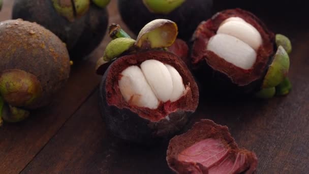 Mangosteen Vers Tropisch Fruit — Stockvideo