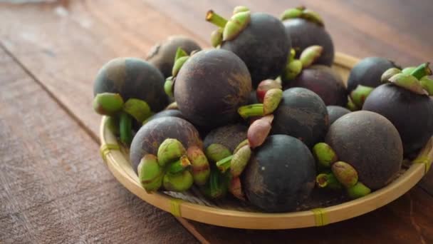 Mangoustan Fruits Tropicaux Frais — Video