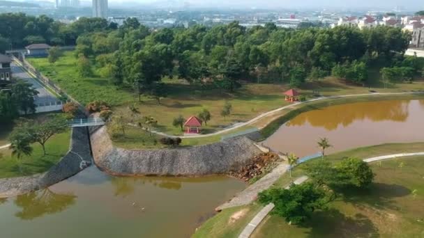 Ariel Vue Sur Lac Parc Vert — Video