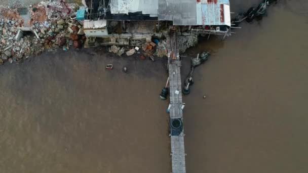 Cais Pescador Doca Mar Drone Tiro — Vídeo de Stock
