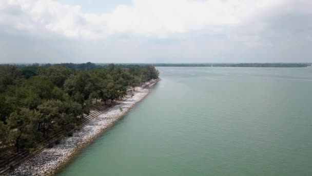 Вид Повітря Тихе Море Похмурий День — стокове відео