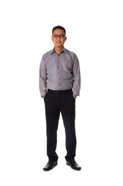 Beyaz tam bod izole Asya iş adamı