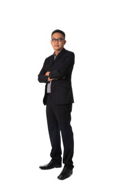 Beyaz tam bod izole Asya iş adamı
