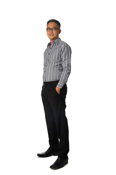 Asian Business Man Isolated White Full Bod — Stock Photo, Image