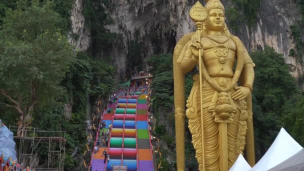 Batu Caves Malajsie Srpna 2018 Batu Jeskyně Chrámu Nové Schody — Stock video