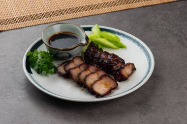 arka plan ile Çin Barbekü tatlı domuz eti