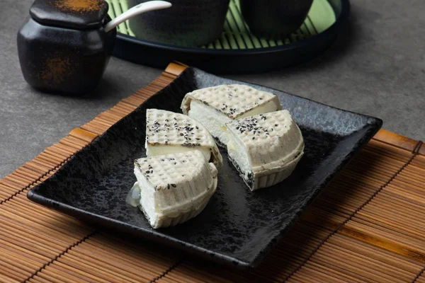 Japonské Černé Sezamové Vafle Zmrzlina Pozadím — Stock fotografie