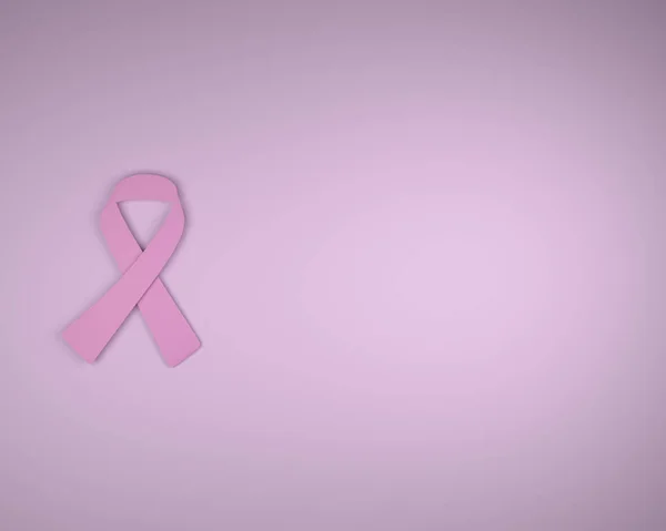 breast cancer ribbon awareness with pink background and copyspace , 3D rendering