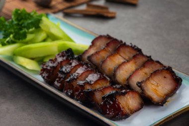 arka plan ile Çin Barbekü domuz eti
