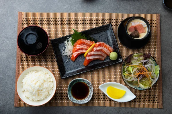 Set Sashimi Con Riso — Foto Stock