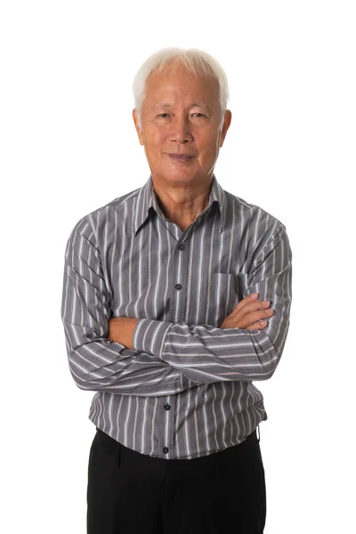 Senior Asiatique Homme Affaires Sur Fond Blanc — Photo