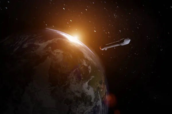 Raket Att Lämna Jorden Okända Element Denna Bild Inredda Nasa — Stockfoto