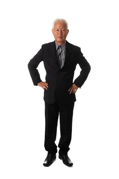 Азиатский Старший Бизнес Мужчина Изолирован Тело — стоковое фото