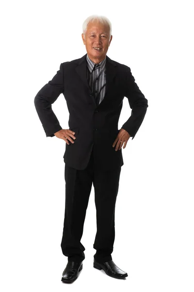 Azjatycki Biznes Starszy Mężczyzna Isoated Całego Ciała — Zdjęcie stockowe