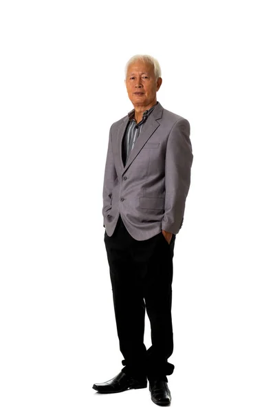 Азиатский Старший Бизнес Мужчина Изолирован Тело — стоковое фото