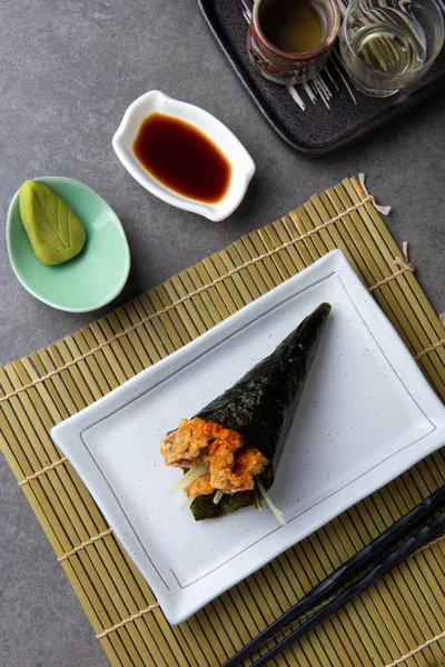 Soft Shell Crab Temaki Japanese Sushi — Stock Photo, Image