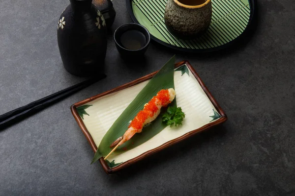 Yakitori Japanese Skewered Prawns Shrimp — Stock Photo, Image