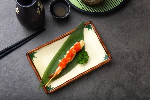 Yakitori Gamberetti Gamberetti Spiedini Giapponesi — Foto Stock