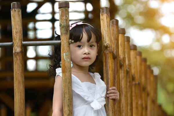Little Malay Muslim Girl Playing Outdoor — Stock Photo, Image
