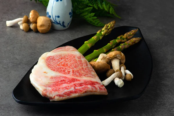 Boeuf Kobe Premium Aux Asperges Champignons — Photo