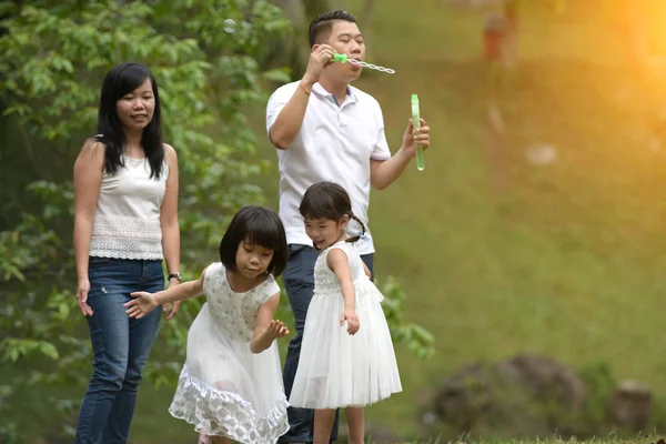 Feliz Familia Asiática Disfrutando Tiempo Parque — Foto de Stock