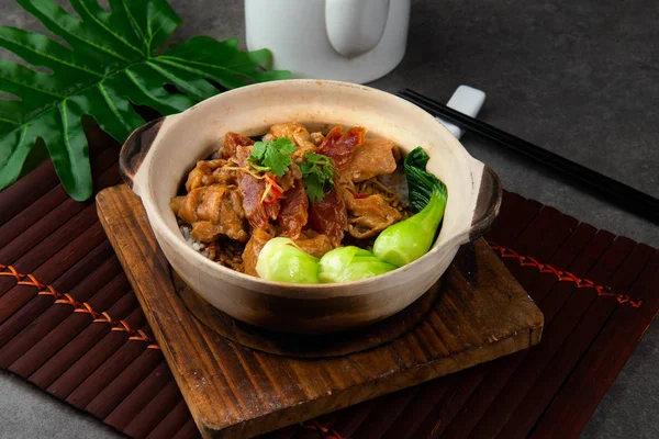 Riso Pollo Claypot Vicino — Foto Stock