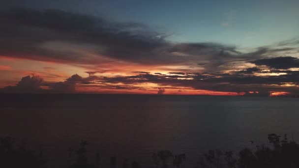 Sonnenuntergang Der Malakka Meerenge Strand Drohnenschuss — Stockvideo