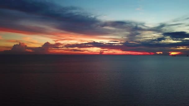 Sunset Malacca Straits Beach Drone Shot — Stock Video