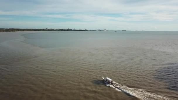 Drone Uitzicht Bruin Modderige Zee Rivier Rond Estuarium — Stockvideo