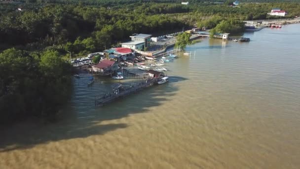 Drone Vista Sul Mare Fangoso Marrone Fiume Intorno All Estuario — Video Stock