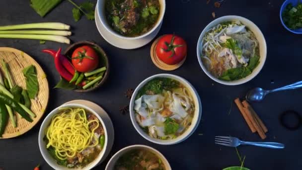 Various Asian Noodles Footage — Stock Video