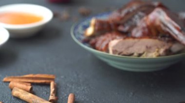 lezzetli Çin Barbekü domuz eti yakın çekim görüntüleri