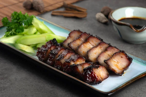 Close Shot Chinese Sliced Sweet Bbq Pork — Stock Photo, Image