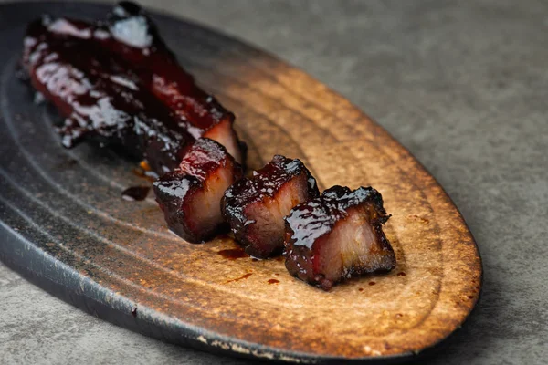 Primer Plano Cerdo Asado Rodajas Chinas — Foto de Stock